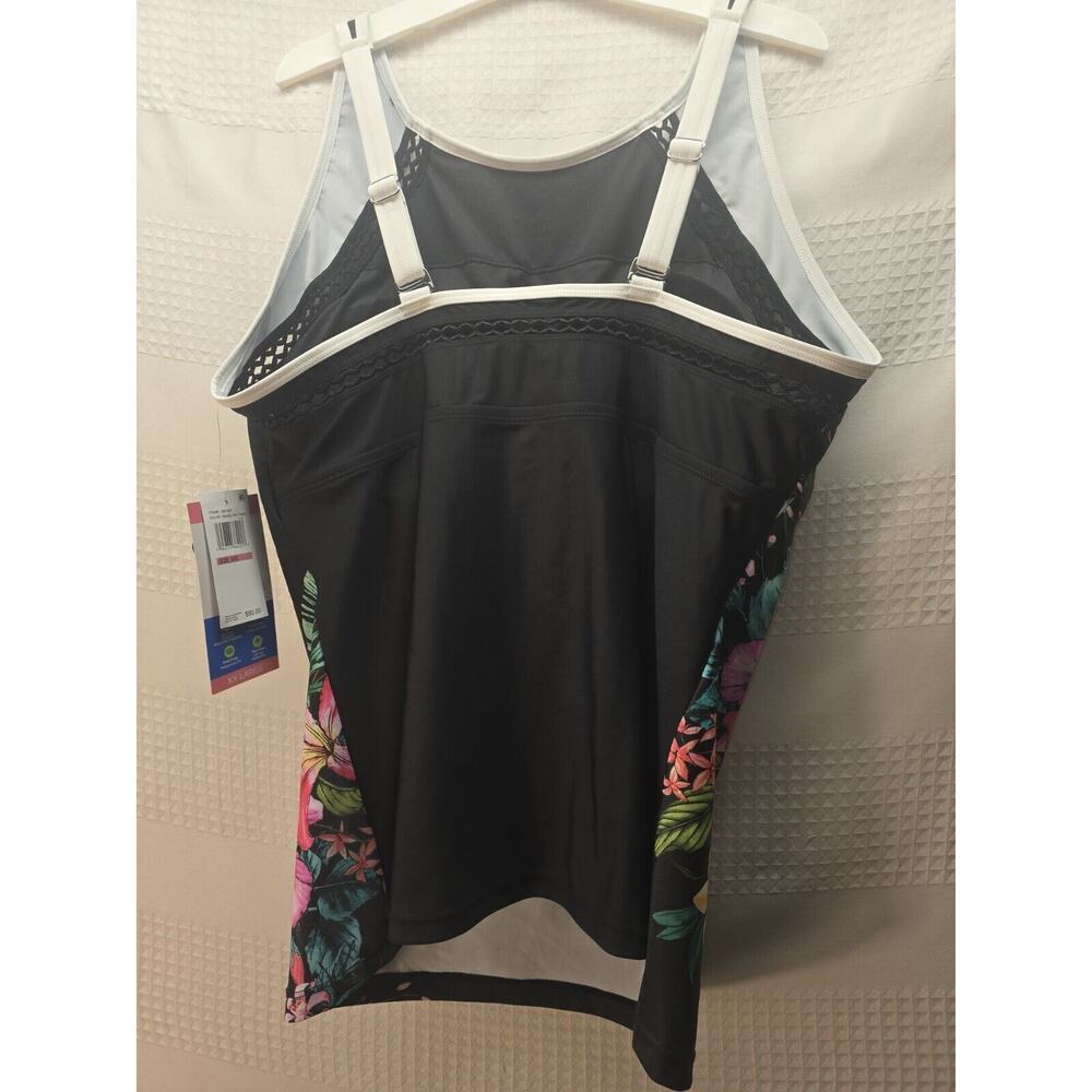 Free Country Sz XXL Tankini Top Swimsuit Floral Beach Eyelet Removable Pads 8454 - Picture 7 of 9